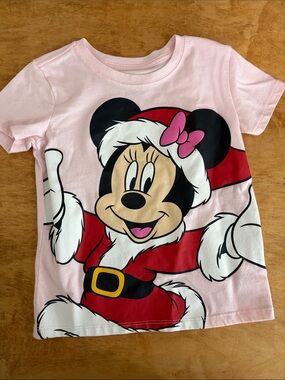 Disney Size XS Pink Minnie Mouse Holiday Tee